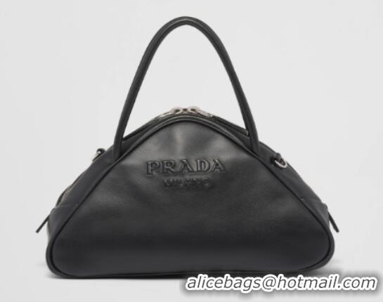 Unique Discount Prada Leather Triangle bag 1BB082 black