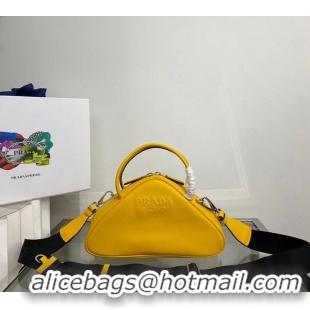 Shop Grade Prada Leather Triangle bag 1BB082 yellow