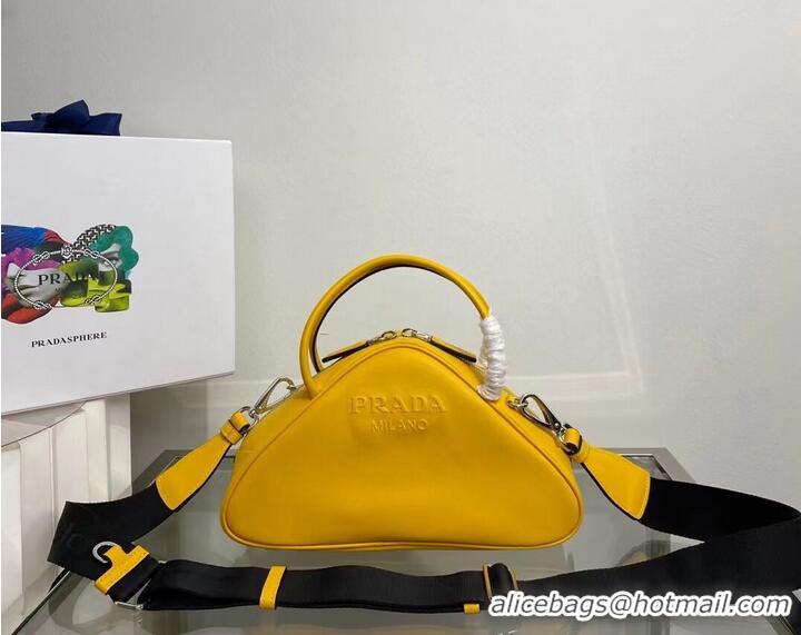 Shop Grade Prada Leather Triangle bag 1BB082 yellow