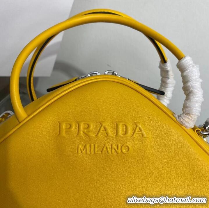 Shop Grade Prada Leather Triangle bag 1BB082 yellow