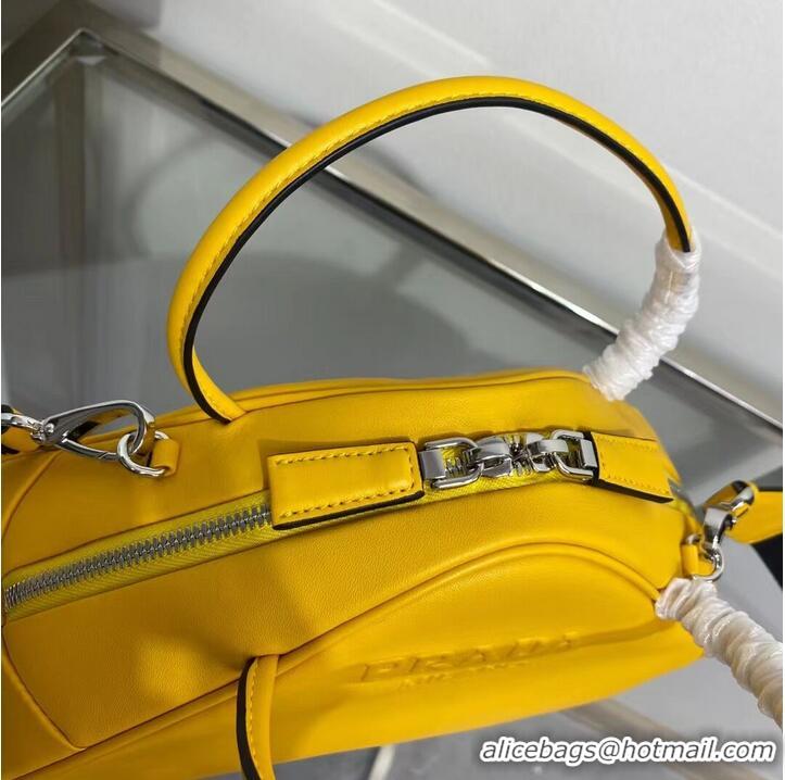 Shop Grade Prada Leather Triangle bag 1BB082 yellow