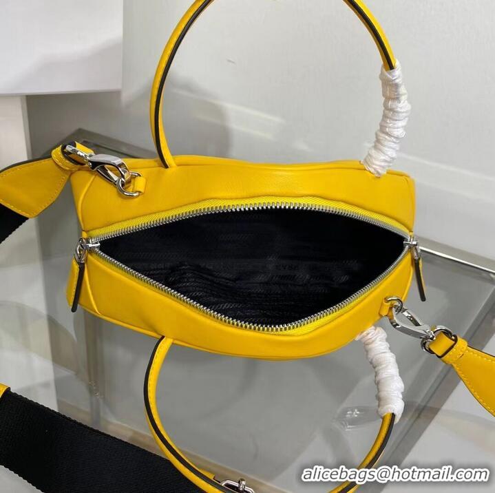 Shop Grade Prada Leather Triangle bag 1BB082 yellow