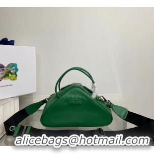 Low Cost Prada Leather Triangle bag 1BB082 Green