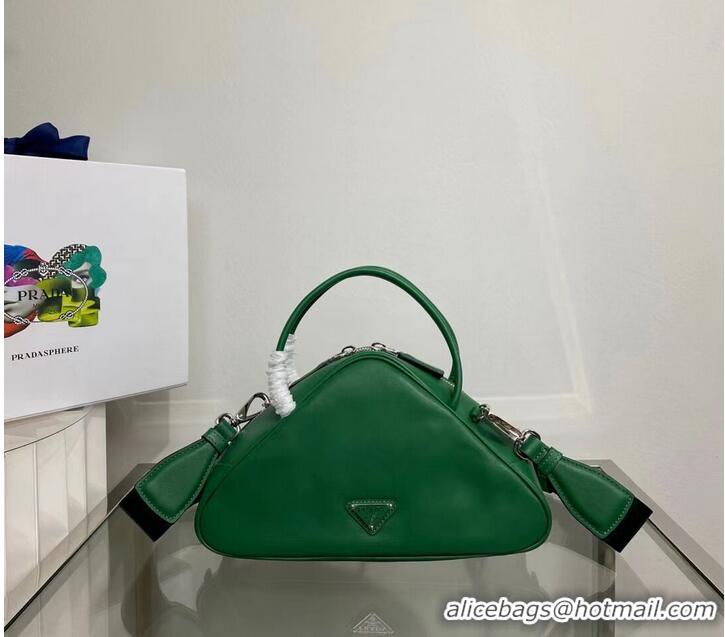 Low Cost Prada Leather Triangle bag 1BB082 Green