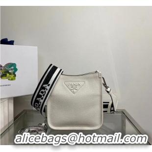 Luxurious Prada Leather mini shoulder bag 1BH191 white