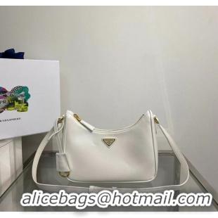 Famous Brand Prada Small Saffiano leather shoulder bag 1BD330 WHITE