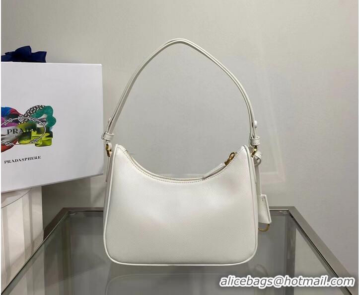 Famous Brand Prada Small Saffiano leather shoulder bag 1BD330 WHITE