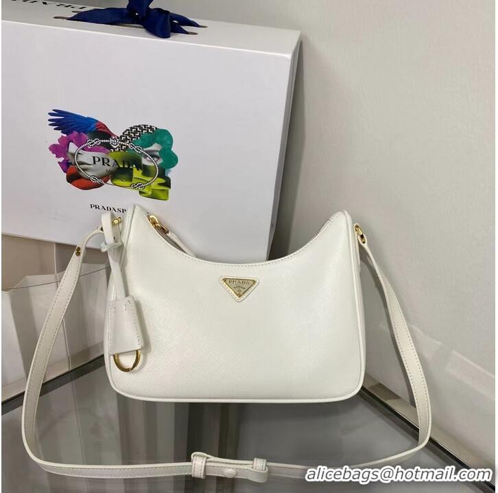 Famous Brand Prada Small Saffiano leather shoulder bag 1BD330 WHITE