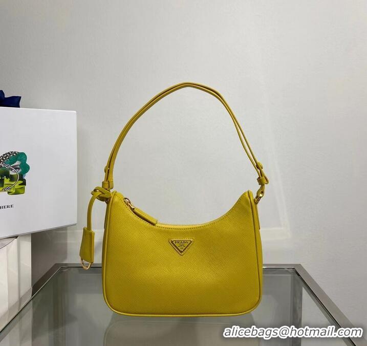 Cheapest Prada Small Saffiano leather shoulder bag 1BD330 yellow