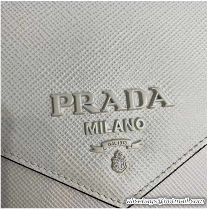 Famous Brand Prada Monochrome Saffiano and leather bag 1BD317 white