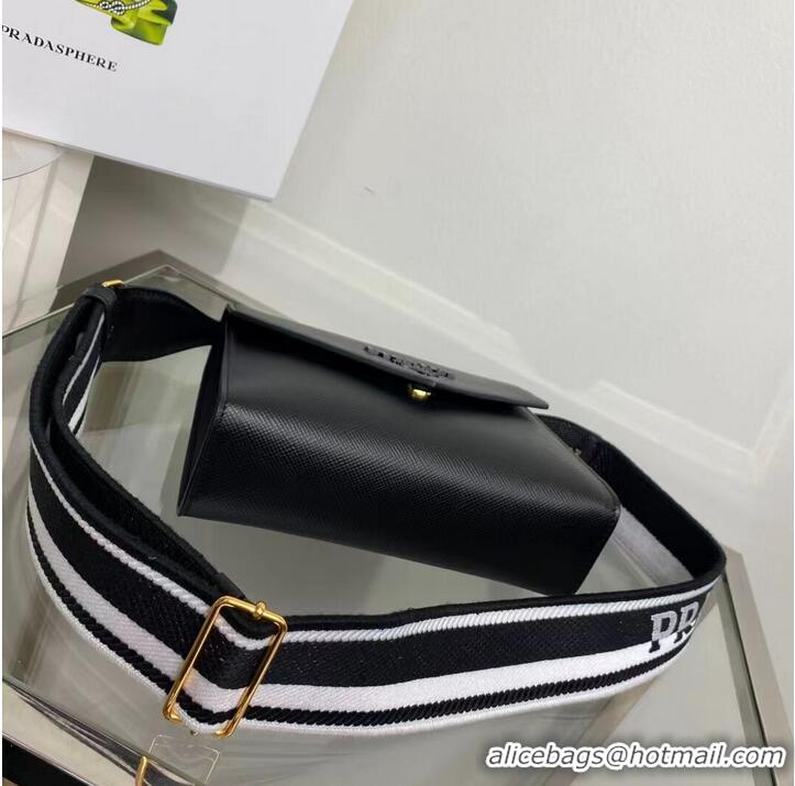 Top Quality Prada Monochrome Saffiano and leather bag 1BD317 black