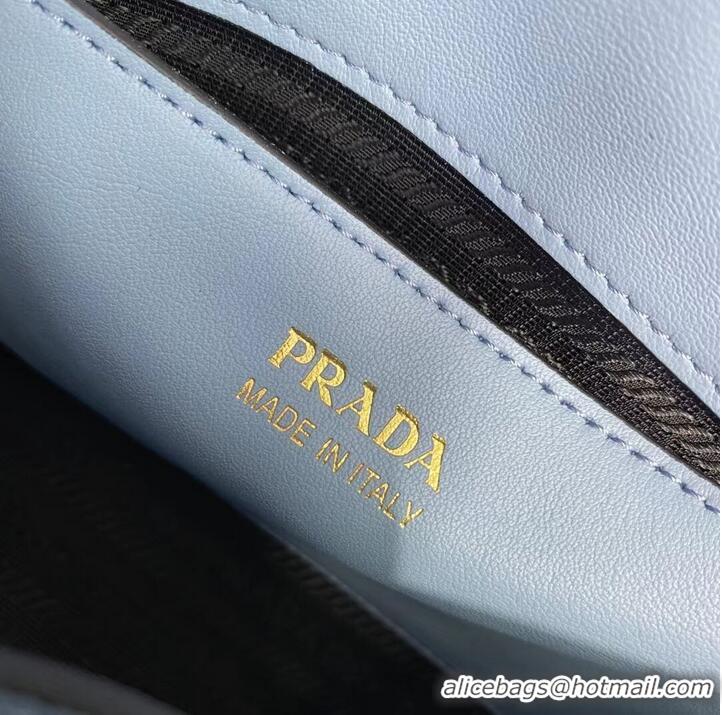 Popular Style Prada Monochrome Saffiano and leather bag 1BD317 sky blue