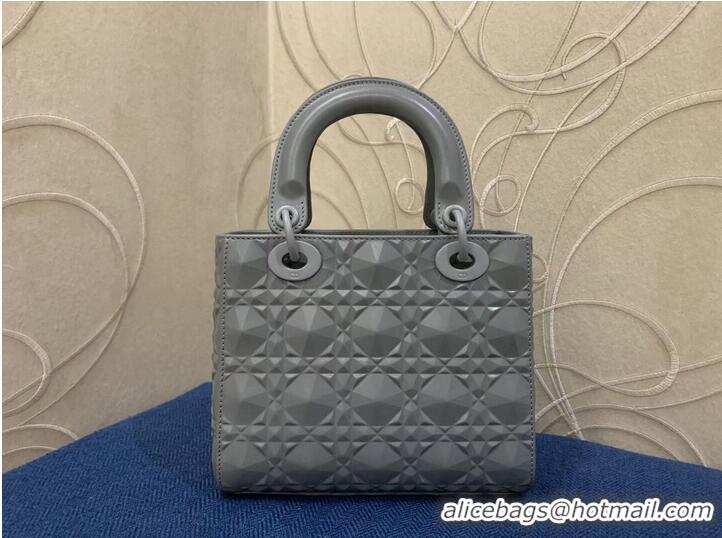 Top Quality MEDIUM LADY DIOR BAG Cannage Calfskin C2813 gray