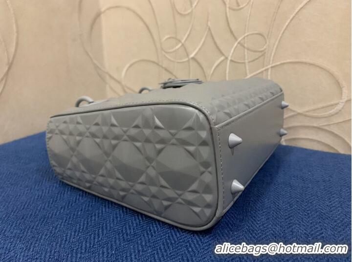 Top Quality MEDIUM LADY DIOR BAG Cannage Calfskin C2813 gray