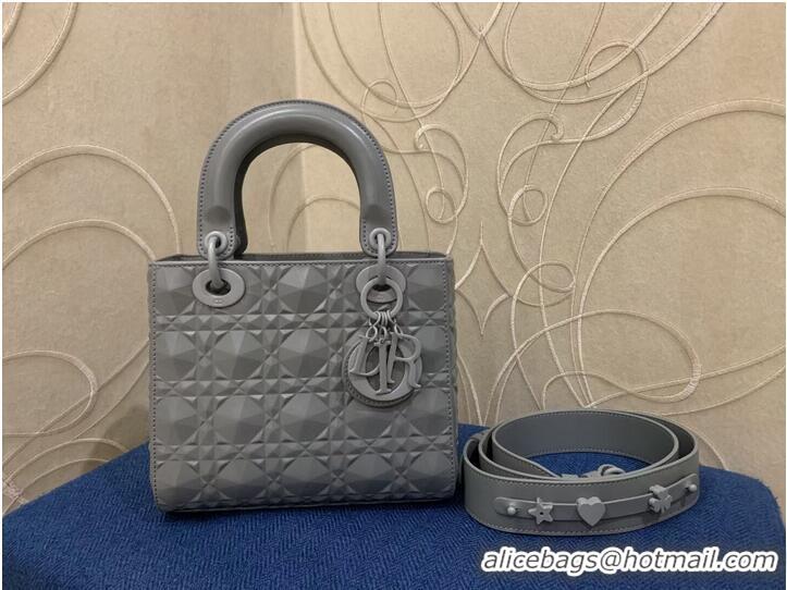 Top Quality MEDIUM LADY DIOR BAG Cannage Calfskin C2813 gray