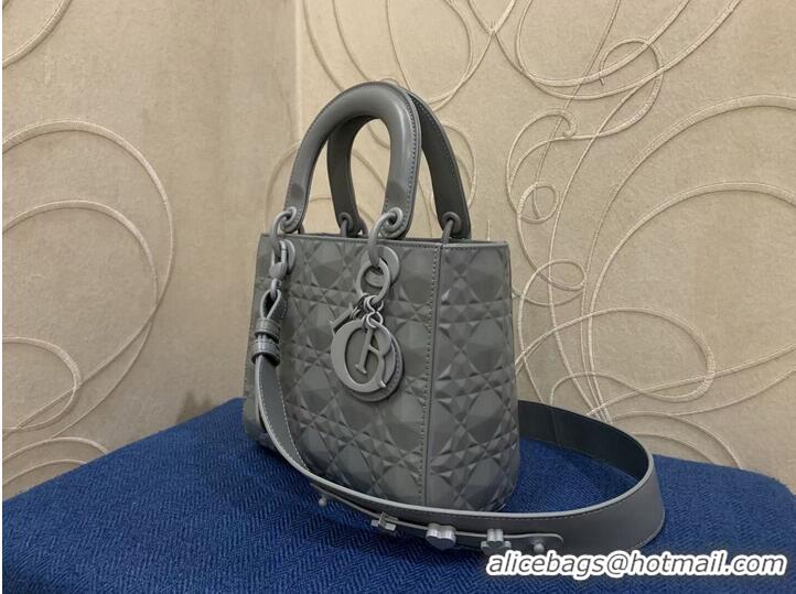 Top Quality MEDIUM LADY DIOR BAG Cannage Calfskin C2813 gray