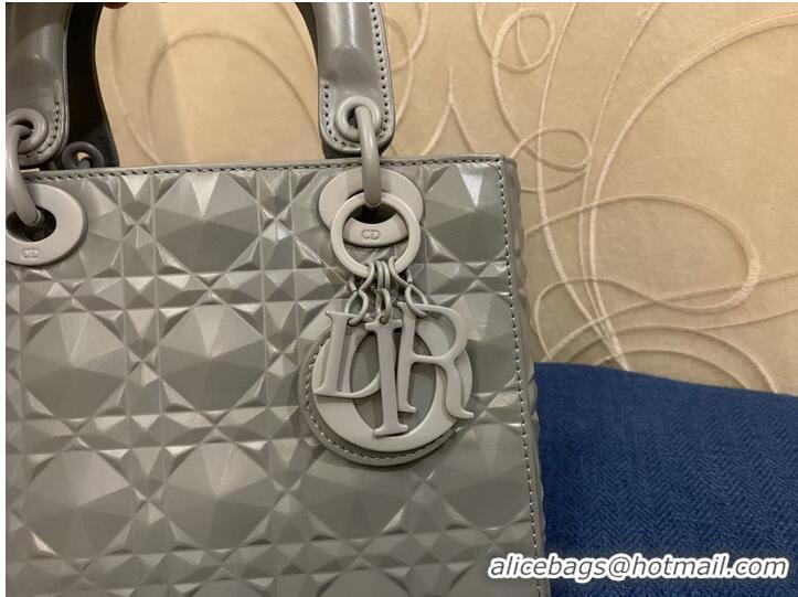 Top Quality MEDIUM LADY DIOR BAG Cannage Calfskin C2813 gray