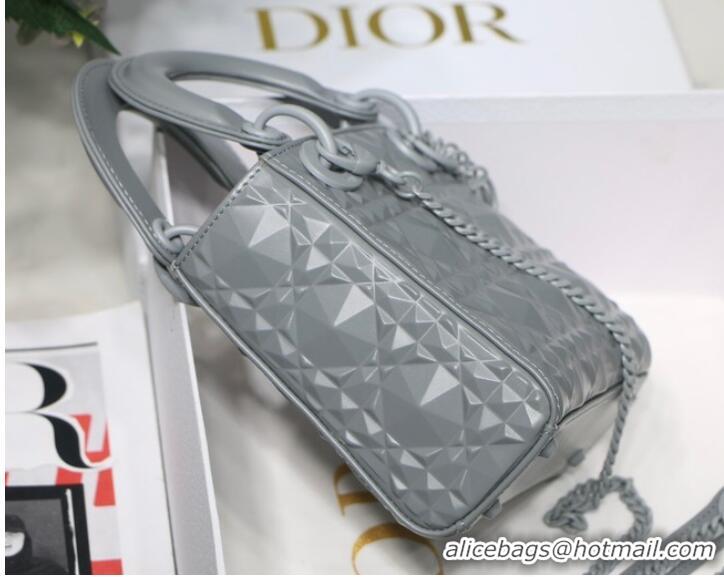 Luxurious Grade MEDIUM LADY DIOR BAG Cannage Calfskin M0566OE gray