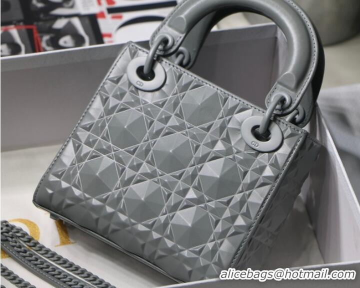 Luxurious Grade MEDIUM LADY DIOR BAG Cannage Calfskin M0566OE gray