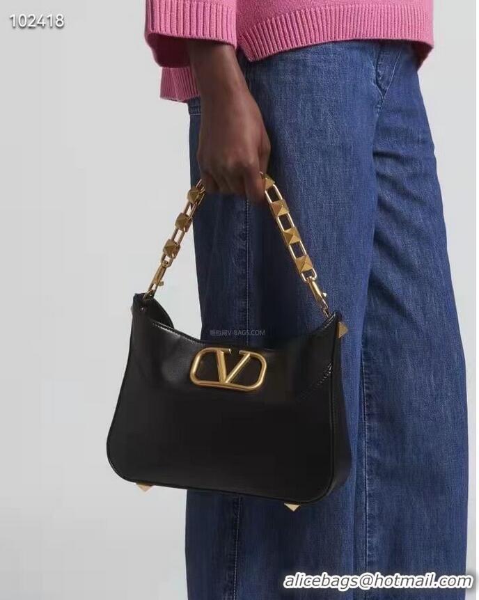 Sophisticated VALENTINO GARAVANI Loco Calf leather bag V2028 black