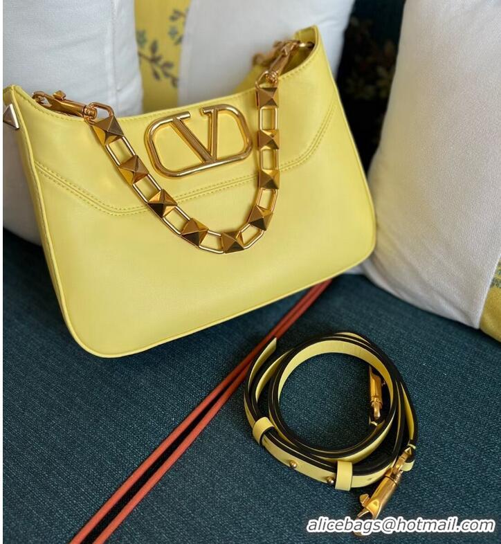 Top Quality VALENTINO GARAVANI Loco Calf leather bag V2028 Yellow