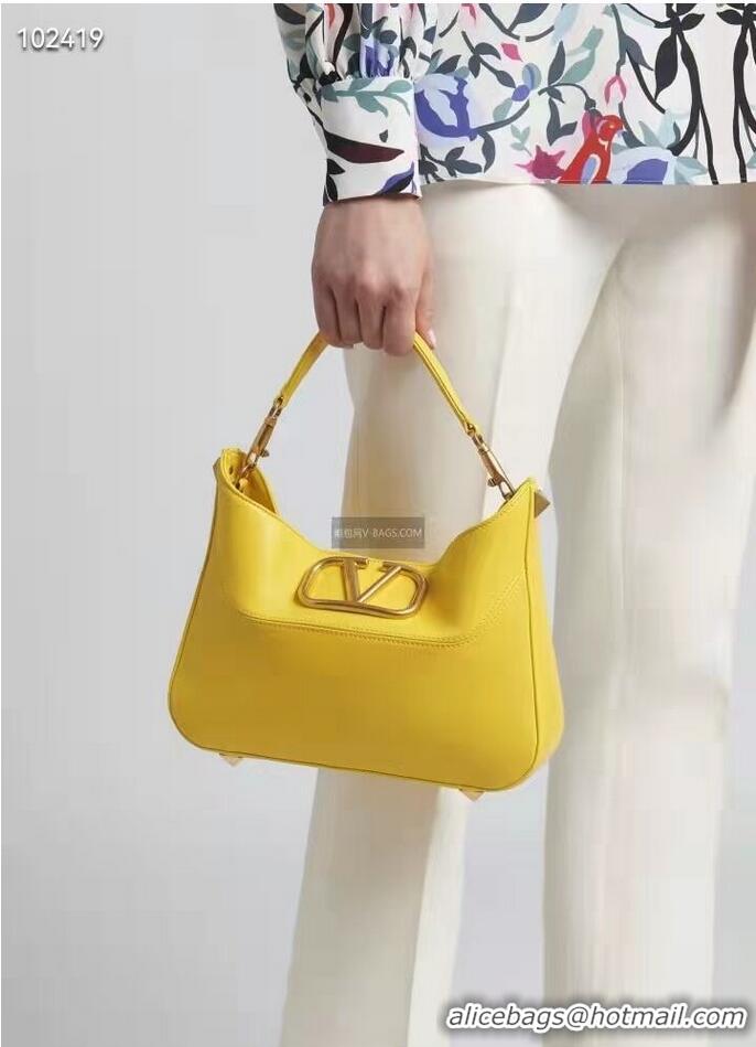 Top Quality VALENTINO GARAVANI Loco Calf leather bag V2028 Yellow