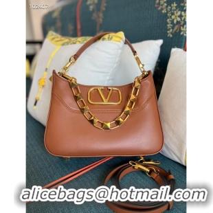 Top Quality VALENTINO GARAVANI Loco Calf leather bag V2028 Caramel