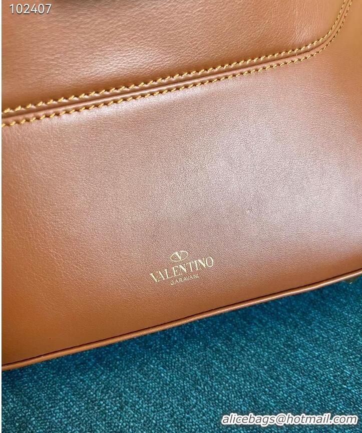 Top Quality VALENTINO GARAVANI Loco Calf leather bag V2028 Caramel