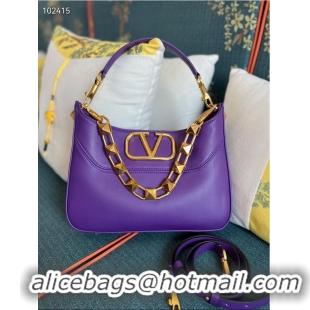 Spot Bulk VALENTINO GARAVANI Loco Calf leather bag V2028 purple