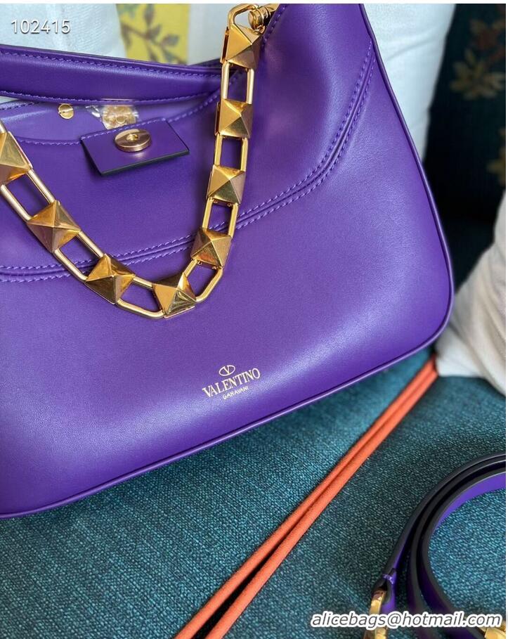 Spot Bulk VALENTINO GARAVANI Loco Calf leather bag V2028 purple