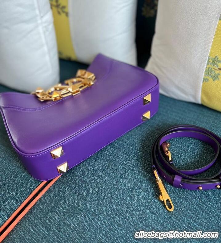 Spot Bulk VALENTINO GARAVANI Loco Calf leather bag V2028 purple