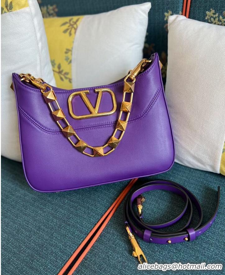 Spot Bulk VALENTINO GARAVANI Loco Calf leather bag V2028 purple