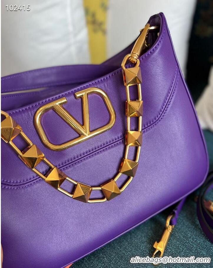 Spot Bulk VALENTINO GARAVANI Loco Calf leather bag V2028 purple