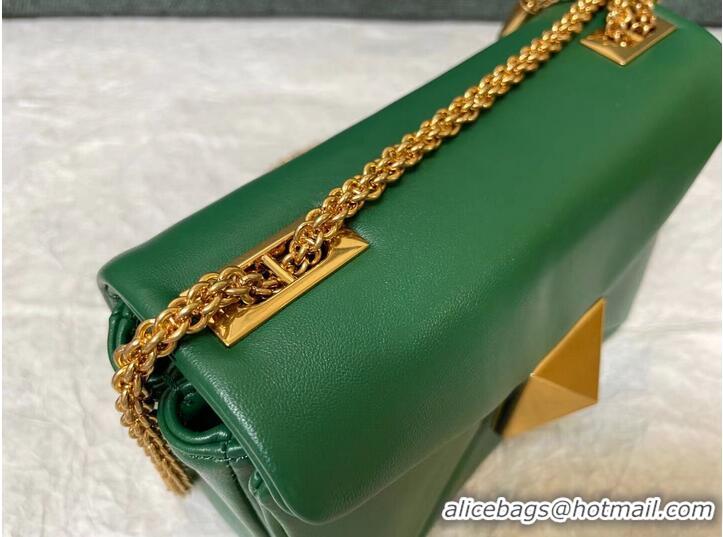 Classic Grade VALENTINO GARAVANI One Stud Sheepskin Shoulder Bag XW0B0K21 green