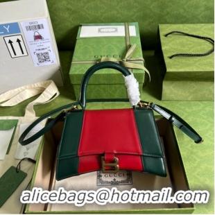 Good Product Gucci HOURGLASS SMALL TOP HANDLE BAG calfskin 681697 red%Green