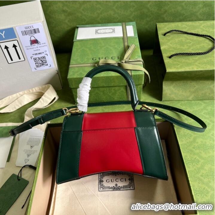 Good Product Gucci HOURGLASS SMALL TOP HANDLE BAG calfskin 681697 red%Green