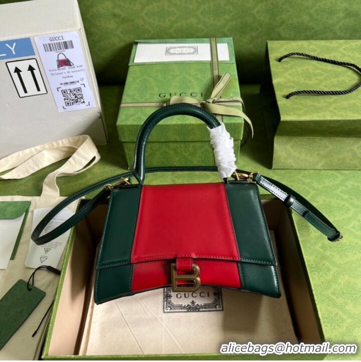 Good Product Gucci HOURGLASS SMALL TOP HANDLE BAG calfskin 681697 red%Green