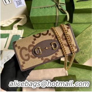 Affordable Price Gucci Horsebit 1955 wallet with chain 621892 brown