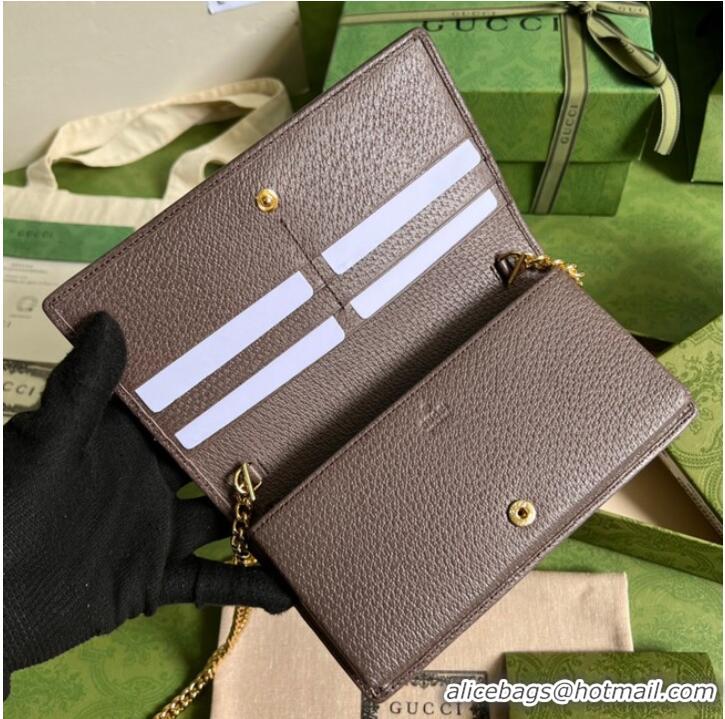 Affordable Price Gucci Horsebit 1955 wallet with chain 621892 brown