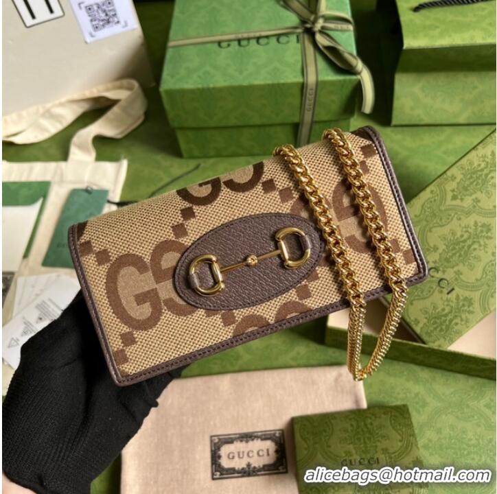 Affordable Price Gucci Horsebit 1955 wallet with chain 621892 brown