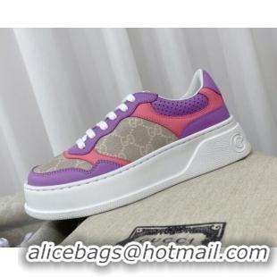 Good Quality Gucci Chunky B GG Canvas Sneakers Purple/Pink/Grey 041247