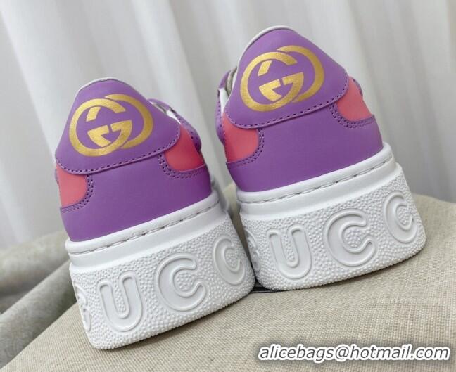 Good Quality Gucci Chunky B GG Canvas Sneakers Purple/Pink/Grey 041247