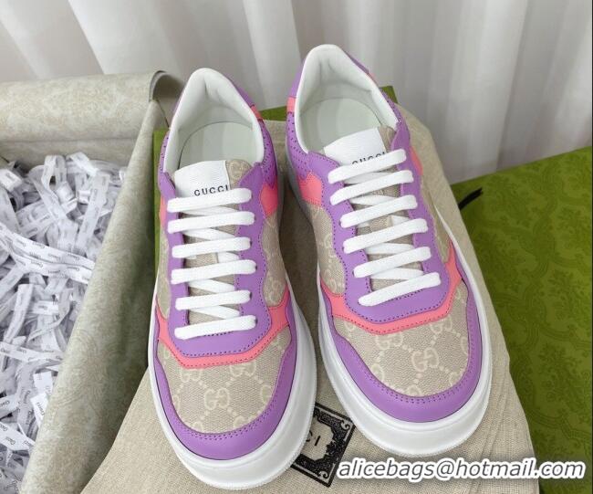 Good Quality Gucci Chunky B GG Canvas Sneakers Purple/Pink/Grey 041247