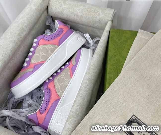 Good Quality Gucci Chunky B GG Canvas Sneakers Purple/Pink/Grey 041247