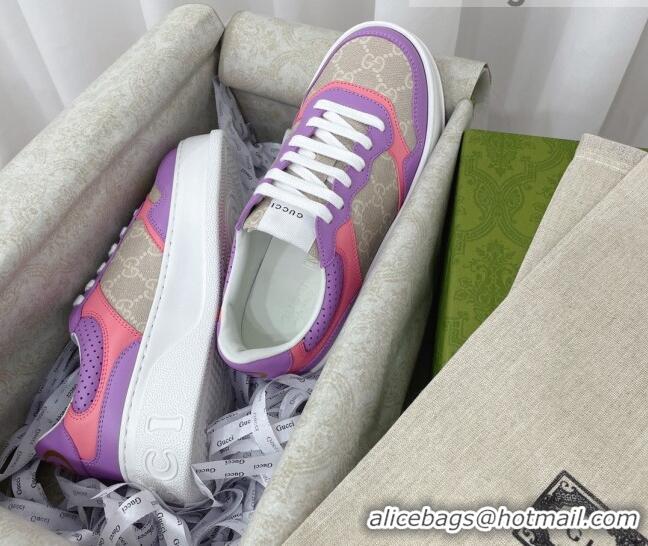 Good Quality Gucci Chunky B GG Canvas Sneakers Purple/Pink/Grey 041247