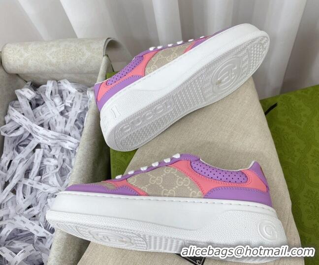 Good Quality Gucci Chunky B GG Canvas Sneakers Purple/Pink/Grey 041247