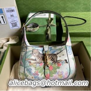 Affordable Price Gucci Jackie 1961 small flower hobo bag 636709 tiger