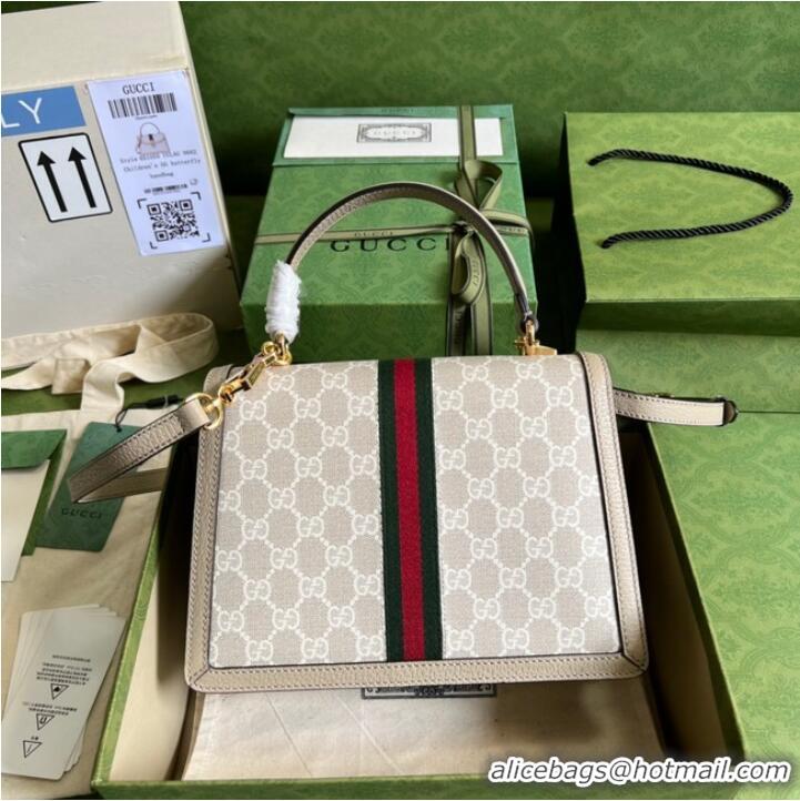 Good Quality Gucci Ophidia small top handle bag with Web 651055 Beige