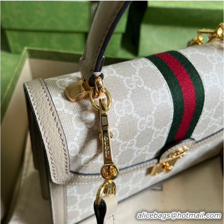 Good Quality Gucci Ophidia small top handle bag with Web 651055 Beige