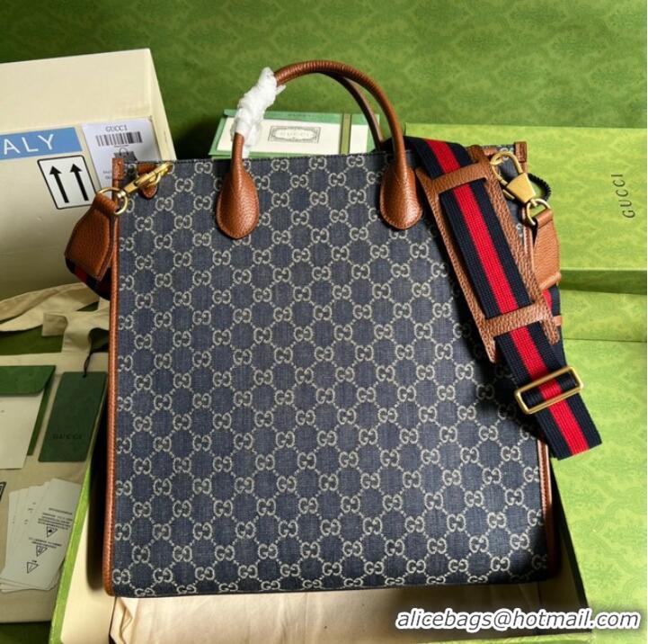 Top Quality Gucci Medium tote with Interlocking denim G 674155 Blue